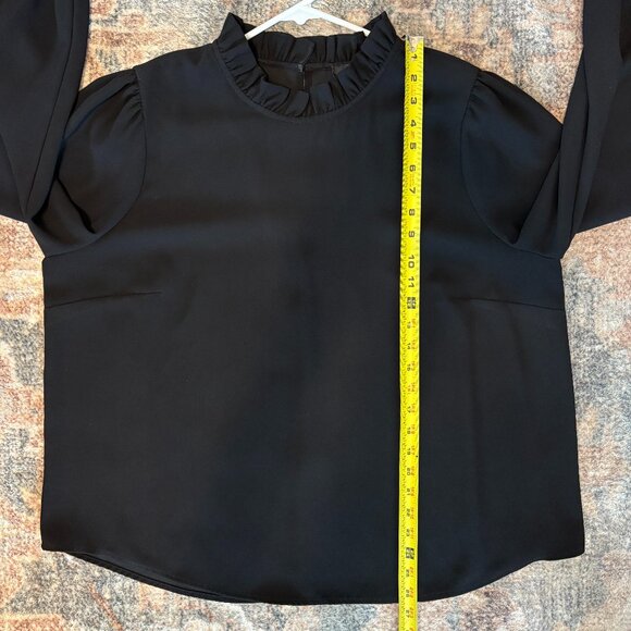 J. Crew #AI563 Women's L/S 365 Crepe Ruffleneck Shirt Top Blouse XXL/2XL Black - Picture 8 of 9